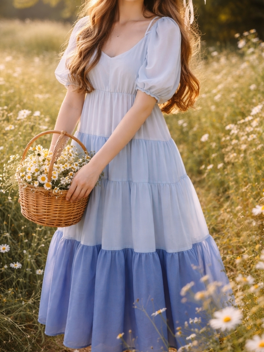 Jessakae Tiered Maxi Colorblock Whimsical Garden Party Luna Blue Dress